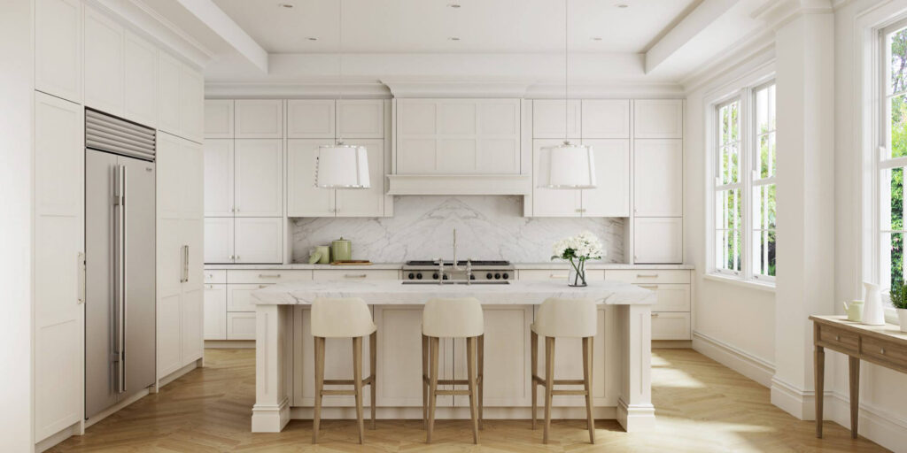 White Kitchen with Wooden Floors