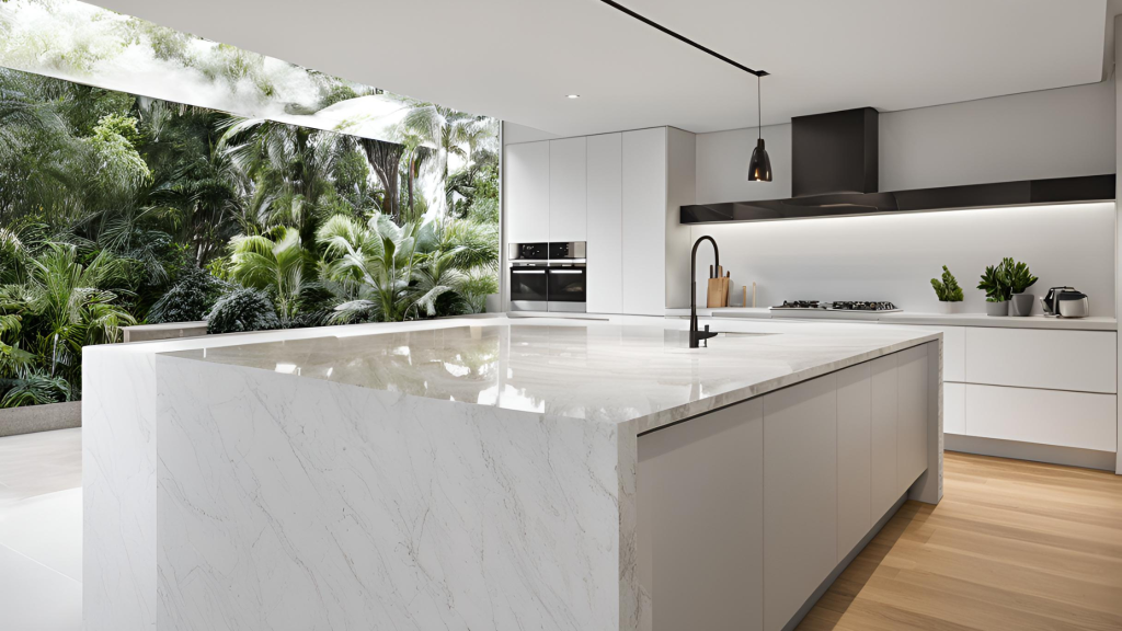 Beautiful kitchen with quartz benchtops